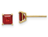 14K Yellow Gold 4mm Princess Cut Garnet Solitaire Earrings